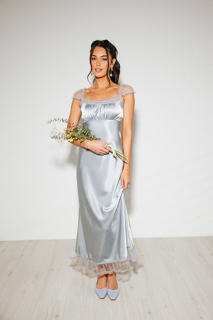 hadley satin dress // blue *zoco exclusive*