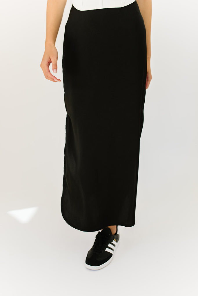 dazzling satin maxi skirt