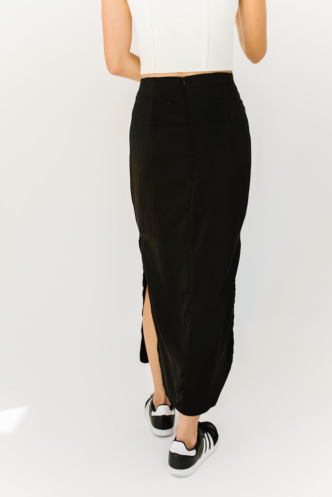 dazzling satin maxi skirt