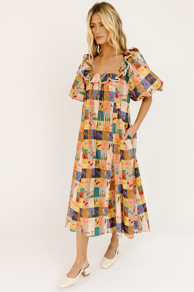 good luck puff sleeve dress // patchwork *zoco exclusive*