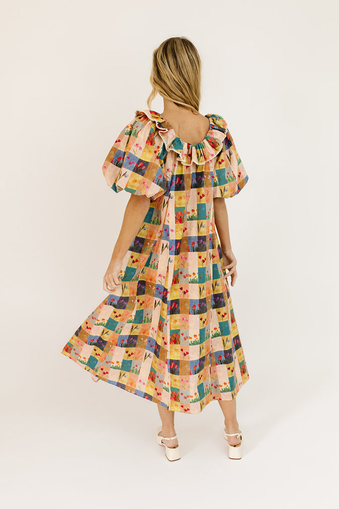 good luck puff sleeve dress // patchwork *zoco exclusive*