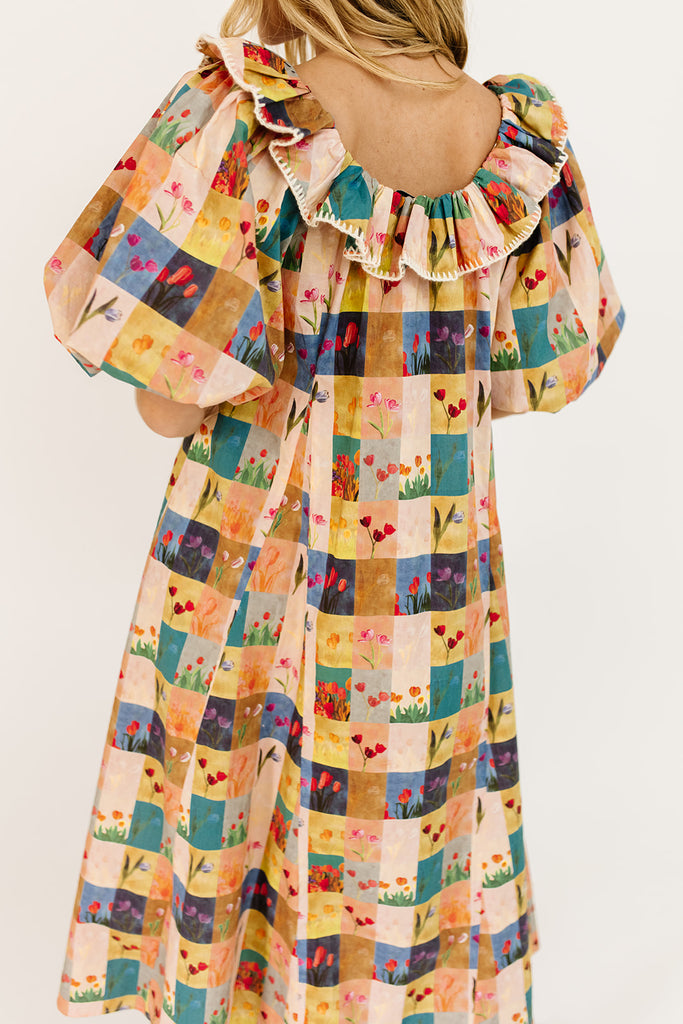 good luck puff sleeve dress // patchwork *zoco exclusive*