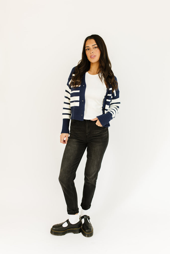sail away striped cardigan