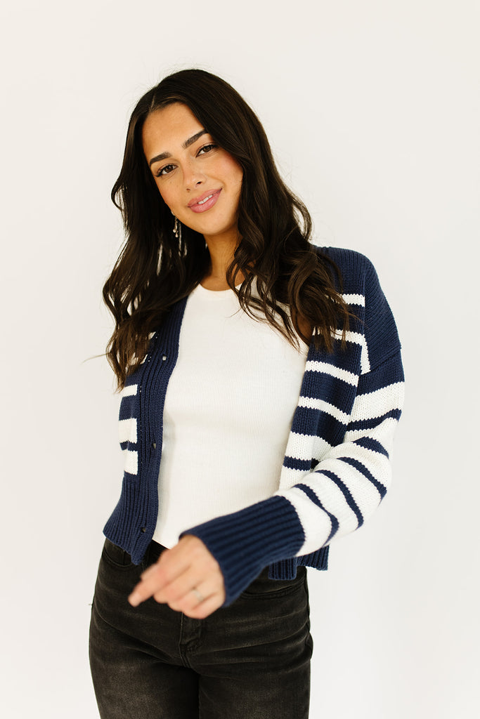 sail away striped cardigan