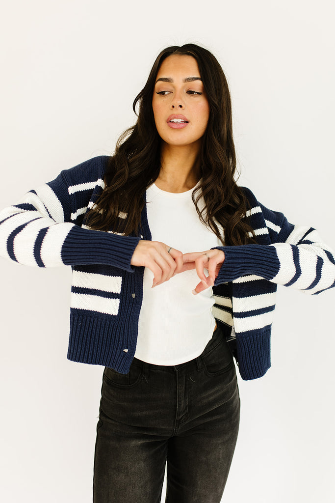 sail away striped cardigan