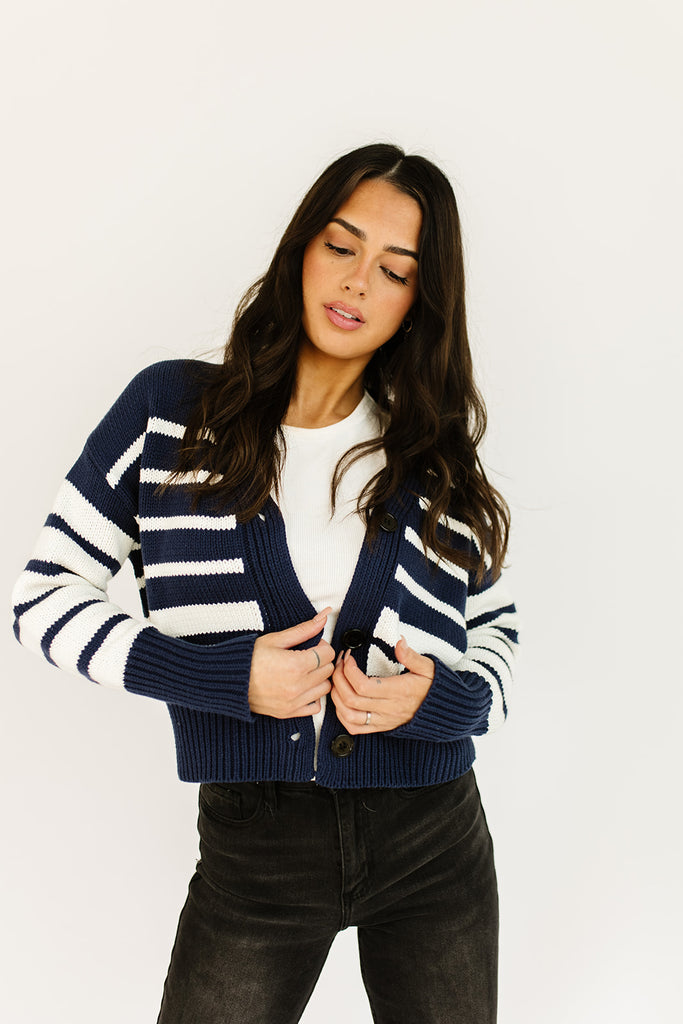 sail away striped cardigan