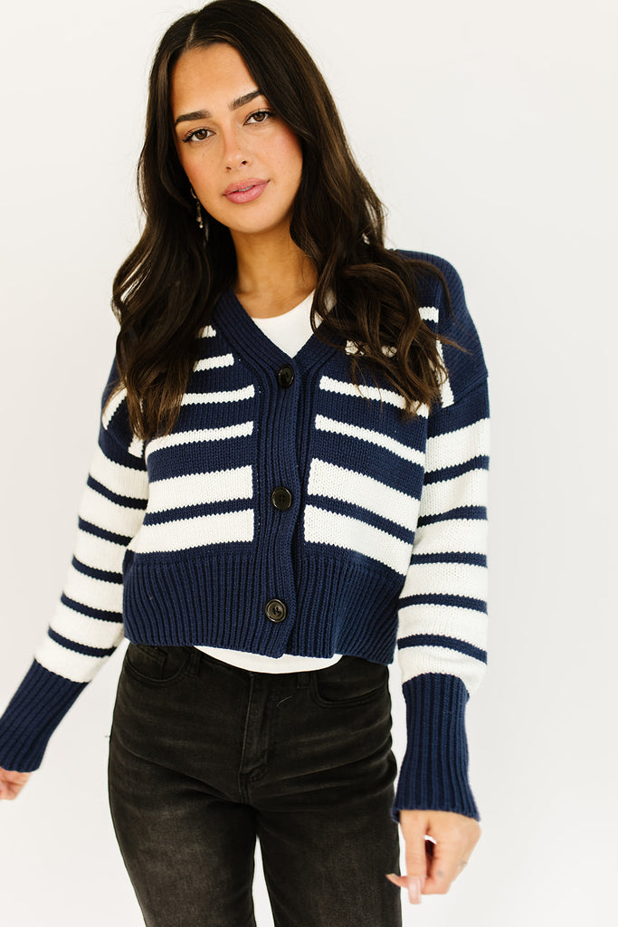 sail away striped cardigan