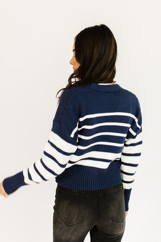 sail away striped cardigan