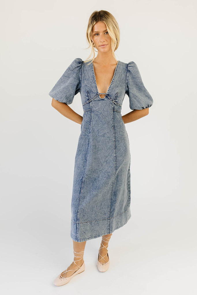 sara beth denim midi dress *restocked*