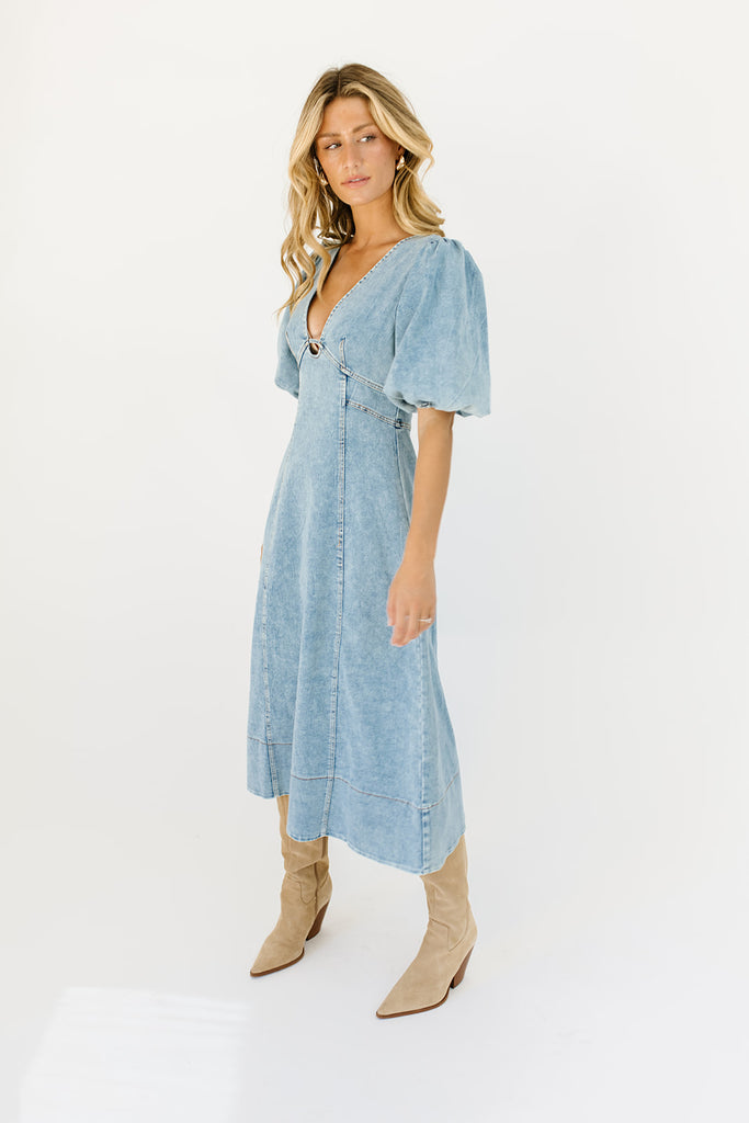 sara beth denim midi dress *restocked*