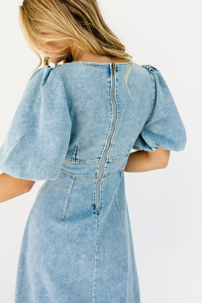 sara beth denim midi dress *restocked*