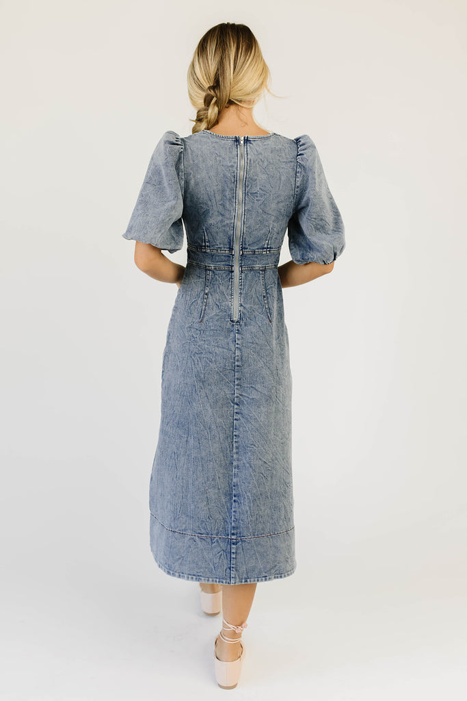 sara beth denim midi dress *restocked*