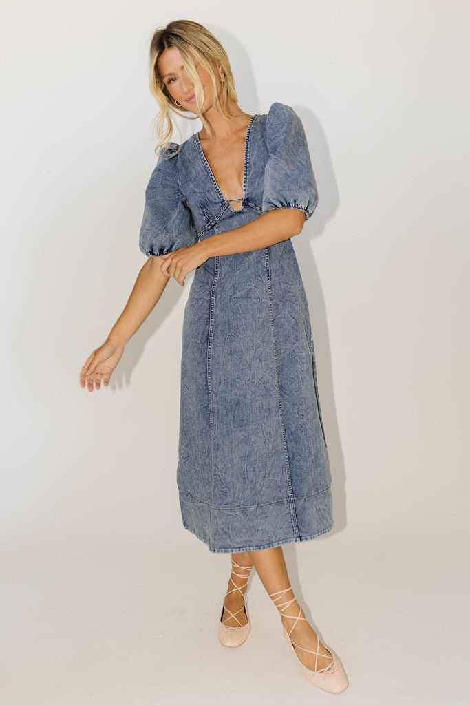 sara beth denim midi dress *restocked*