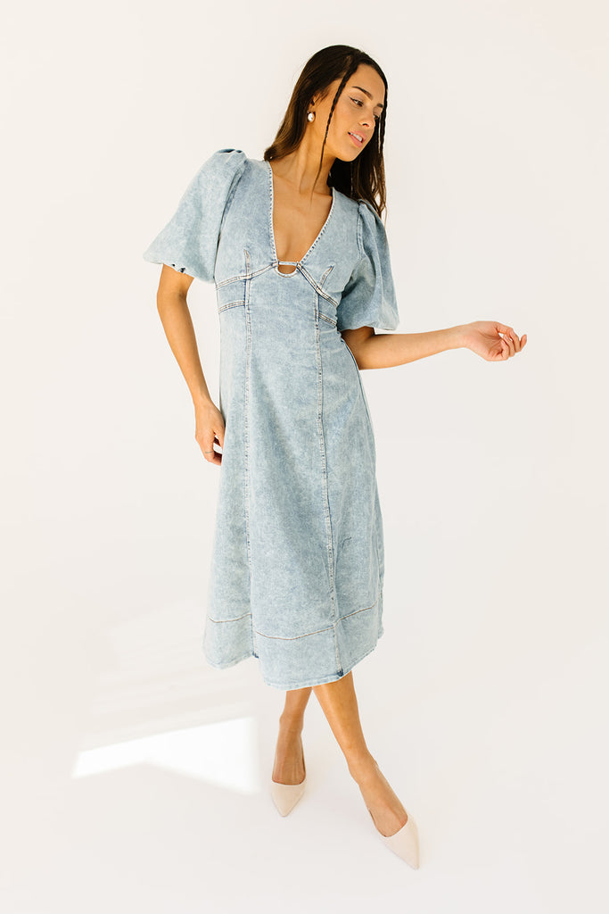 sara beth denim midi dress *restocked*