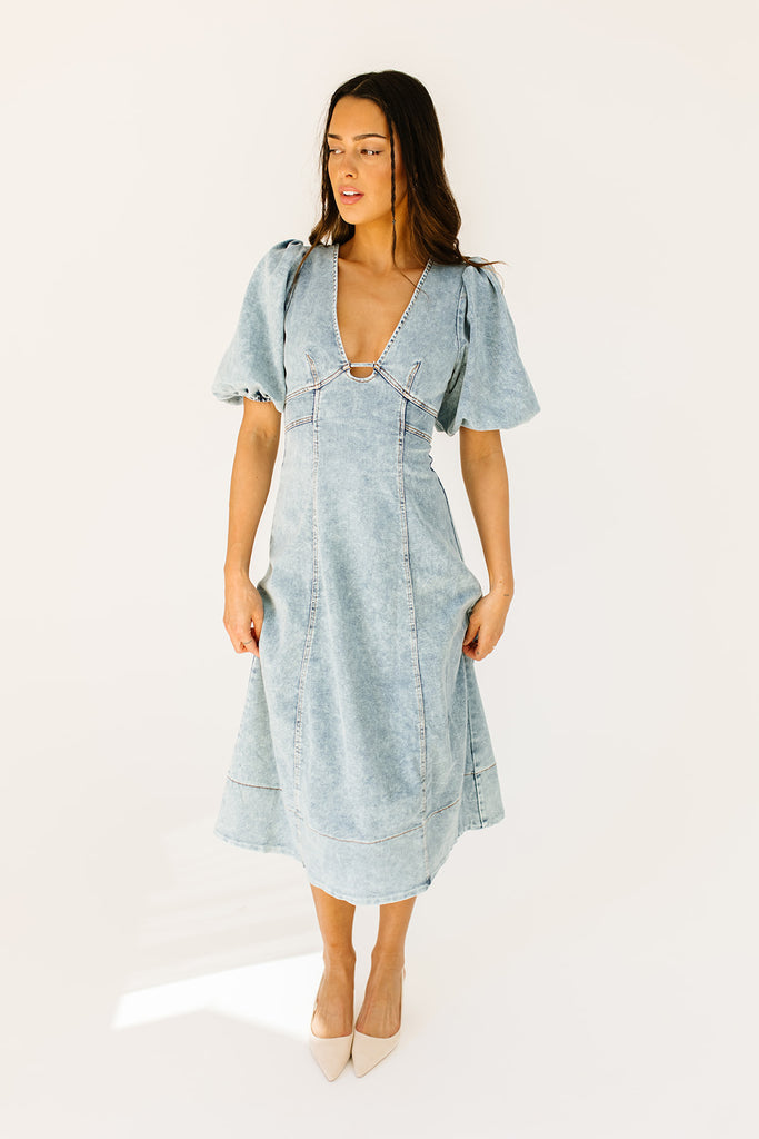 sara beth denim midi dress *restocked*