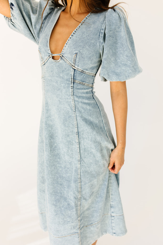 sara beth denim midi dress *restocked*