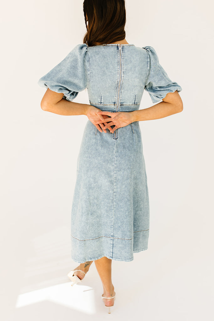 sara beth denim midi dress *restocked*