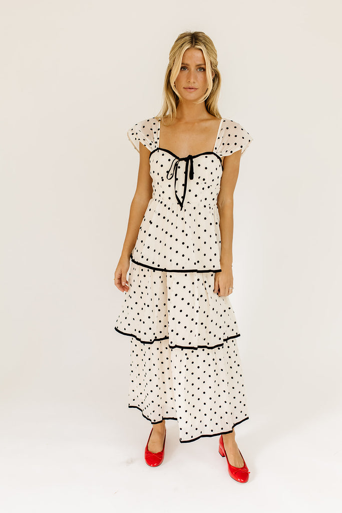 audrey polka dot midi dress