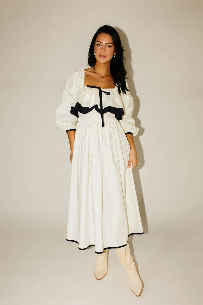 thea dress // cream + navy