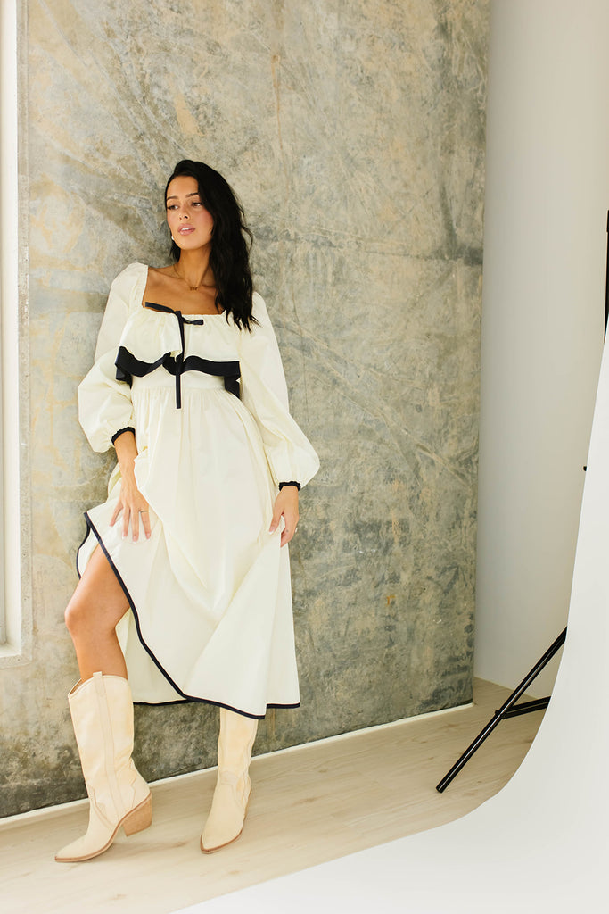 thea dress // cream + navy