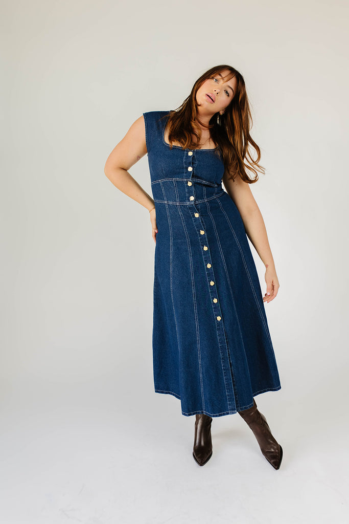 molly button dress // denim *zoco exclusive*