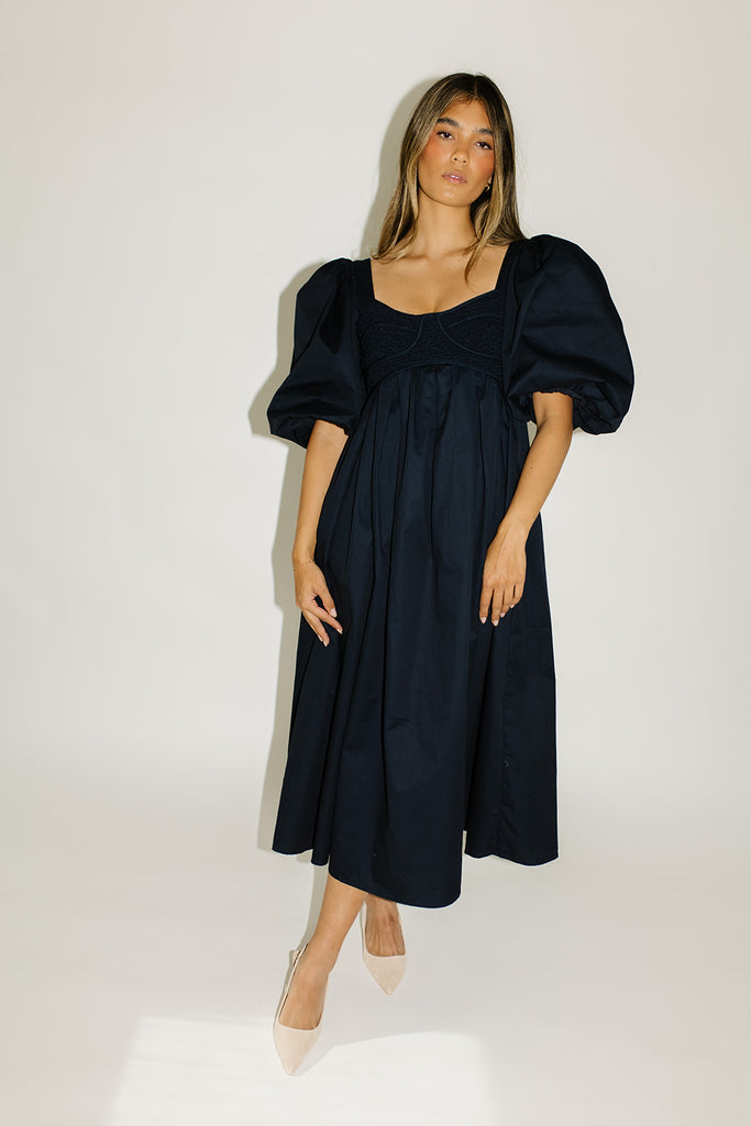 gala midi dress // navy