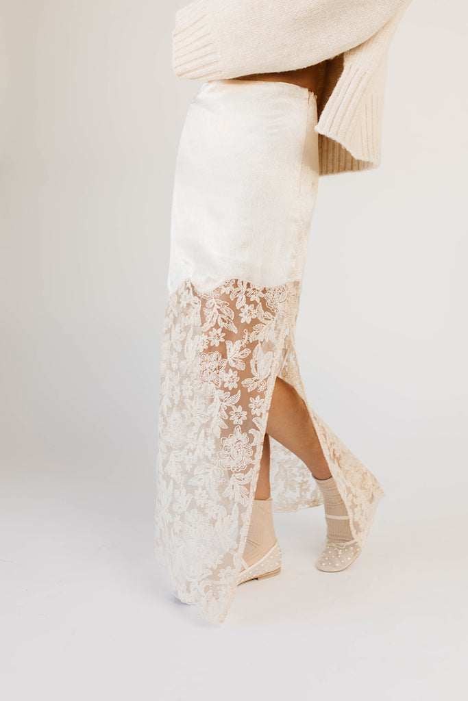 in a minute lace skirt