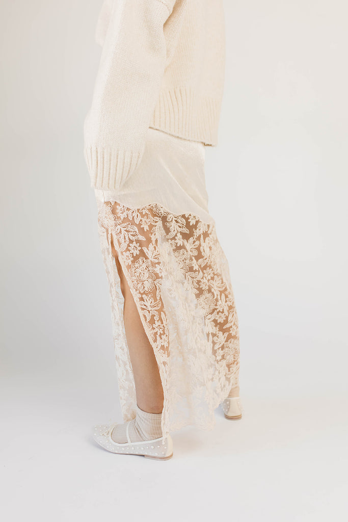 in a minute lace skirt