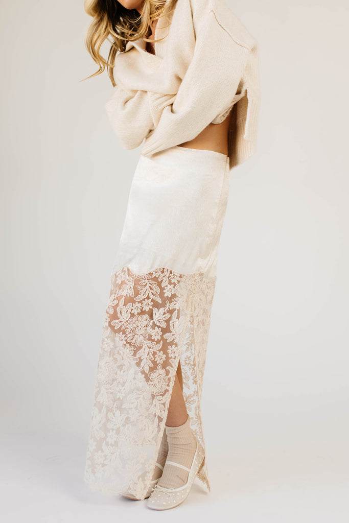 in a minute lace skirt