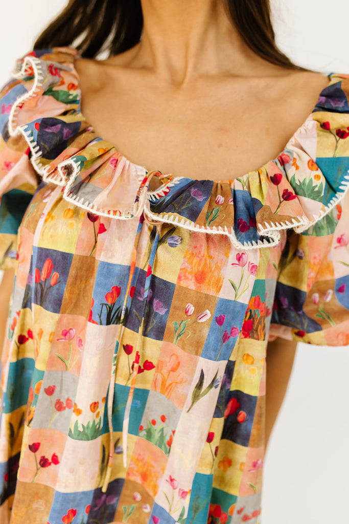 good luck puff sleeve dress // patchwork *zoco exclusive*