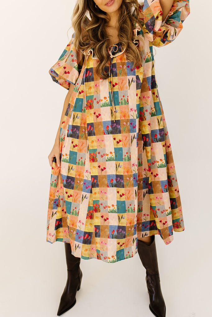 good luck puff sleeve dress // patchwork *zoco exclusive*