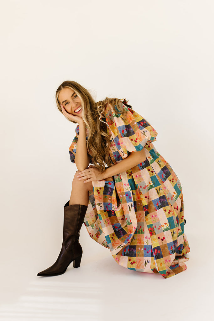 good luck puff sleeve dress // patchwork *zoco exclusive*