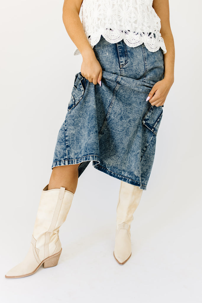 gerri denim midi skirt