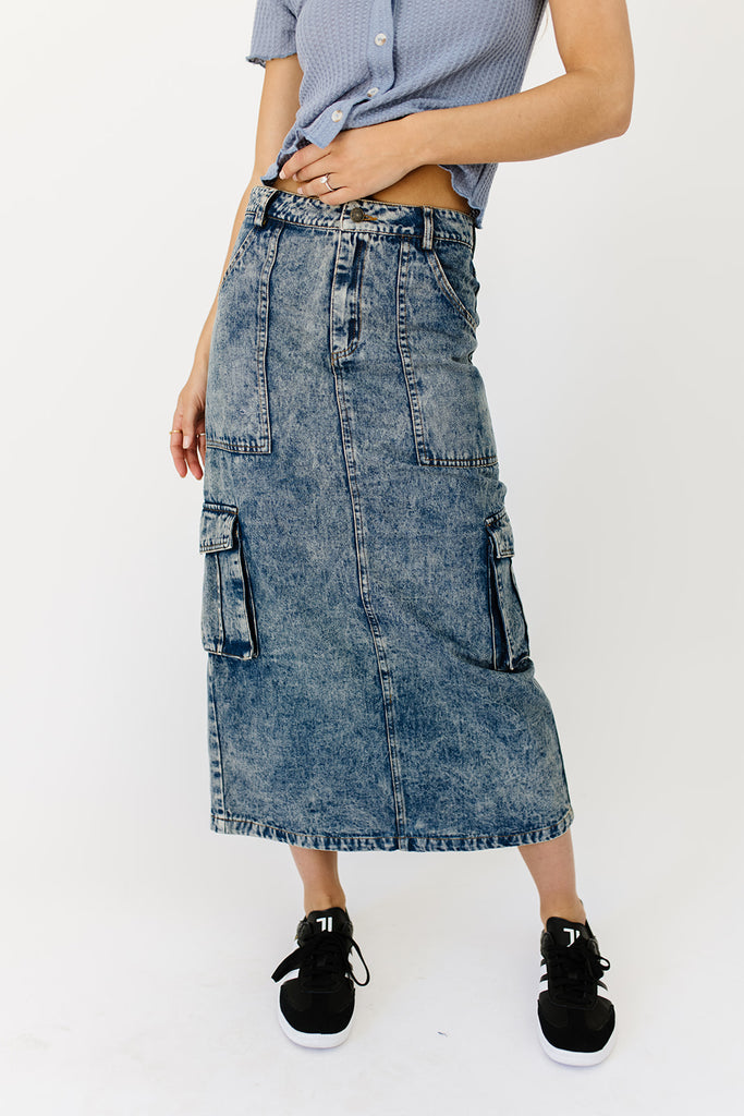 gerri denim midi skirt