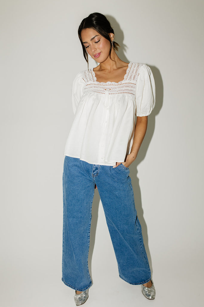 corbin pleated denim