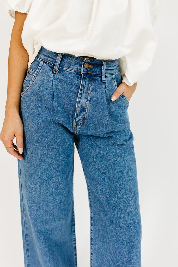 corbin pleated denim