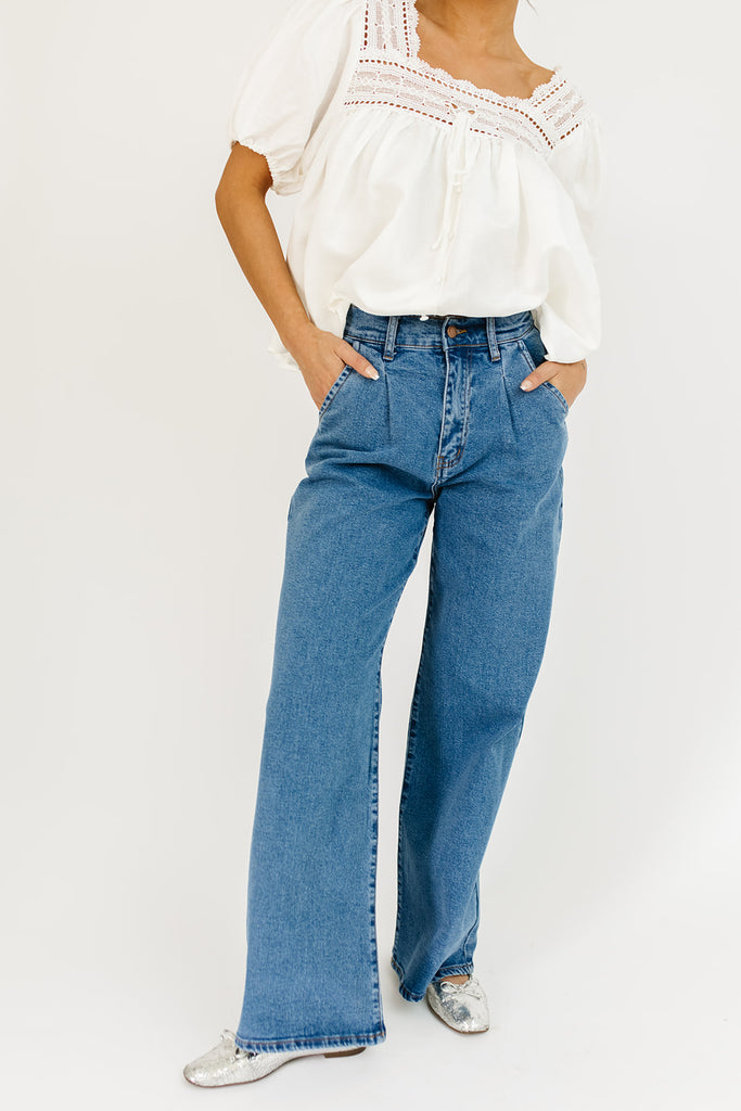 corbin pleated denim