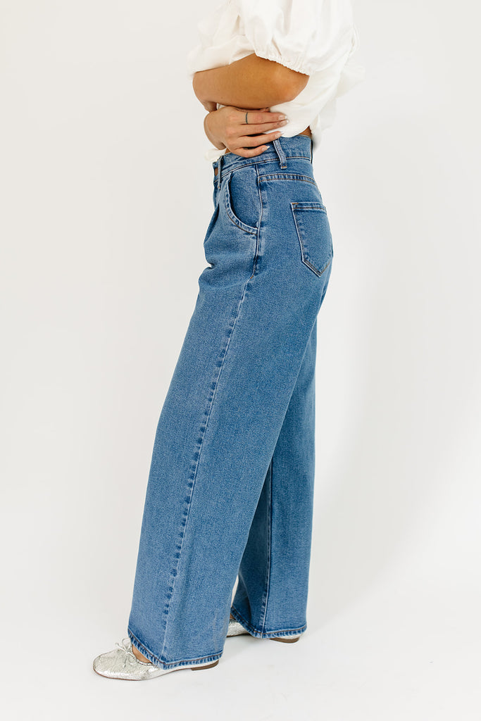 corbin pleated denim
