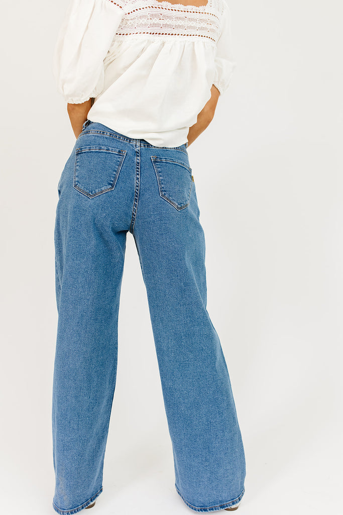 corbin pleated denim