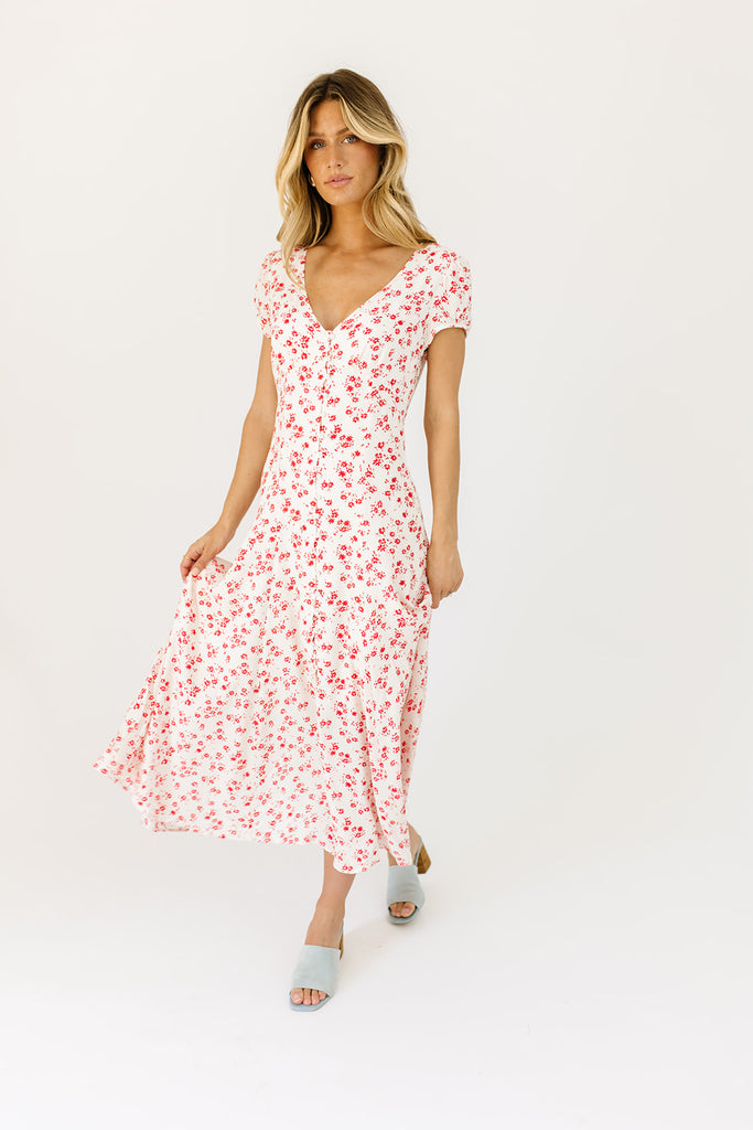 poppy floral midi dress