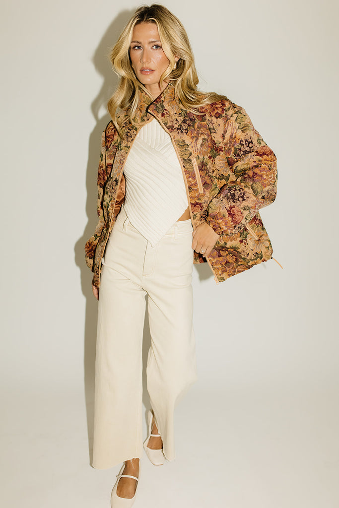 isabel quilted floral jacket // brown floral *zoco exclusive*