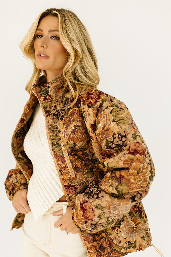 isabel quilted floral jacket // brown floral *zoco exclusive*