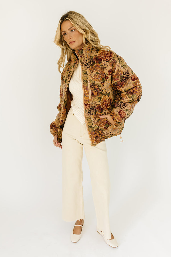 isabel quilted floral jacket // brown floral *zoco exclusive*