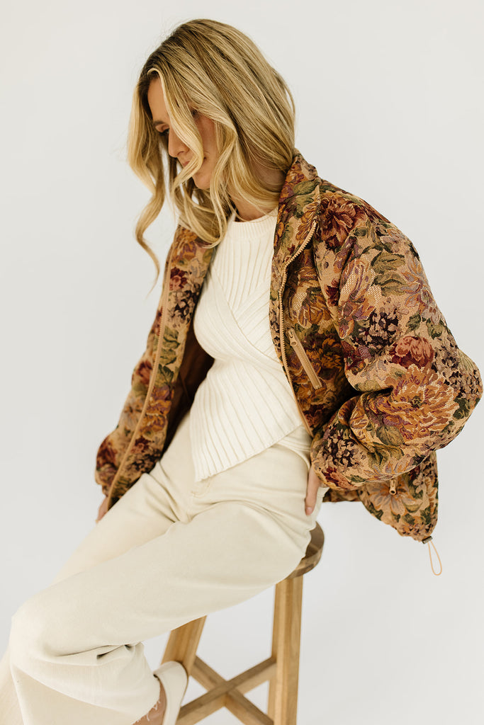 isabel quilted floral jacket // brown floral *zoco exclusive*