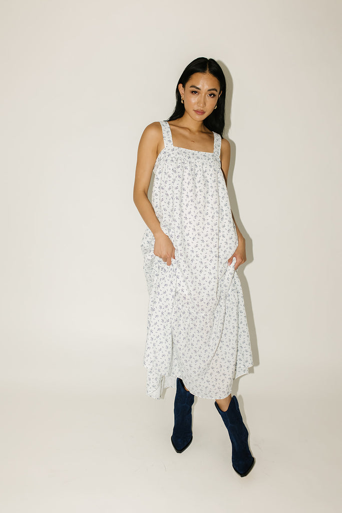 buttercup floral maxi dress // blue