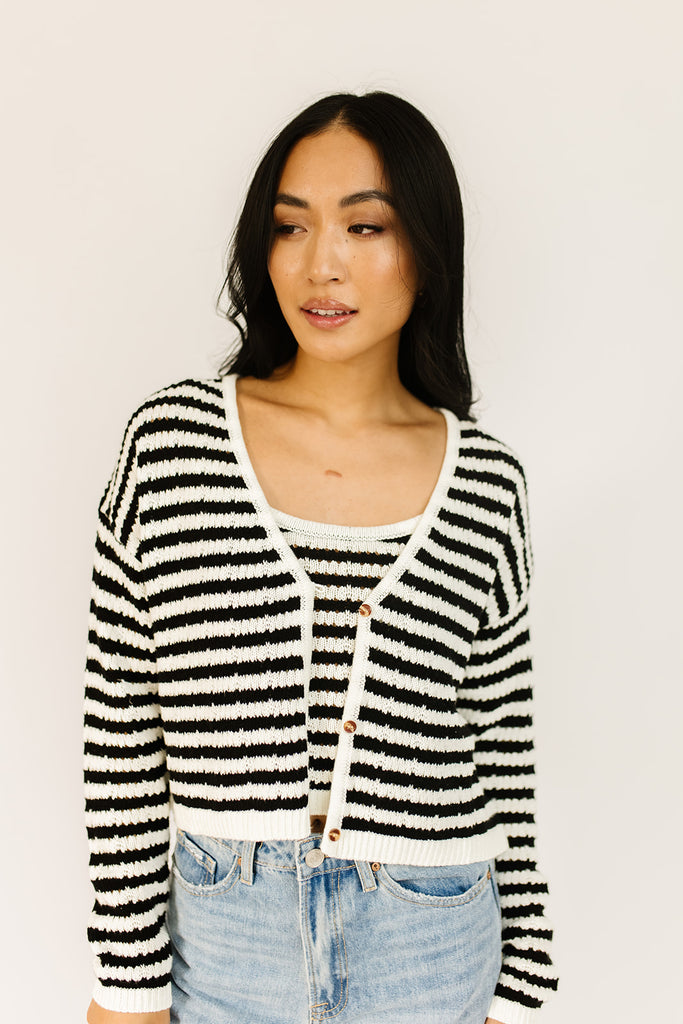 likewise striped sweater set