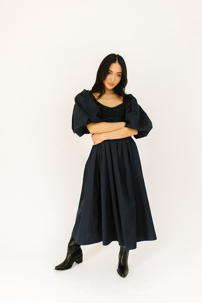 gala midi dress // navy