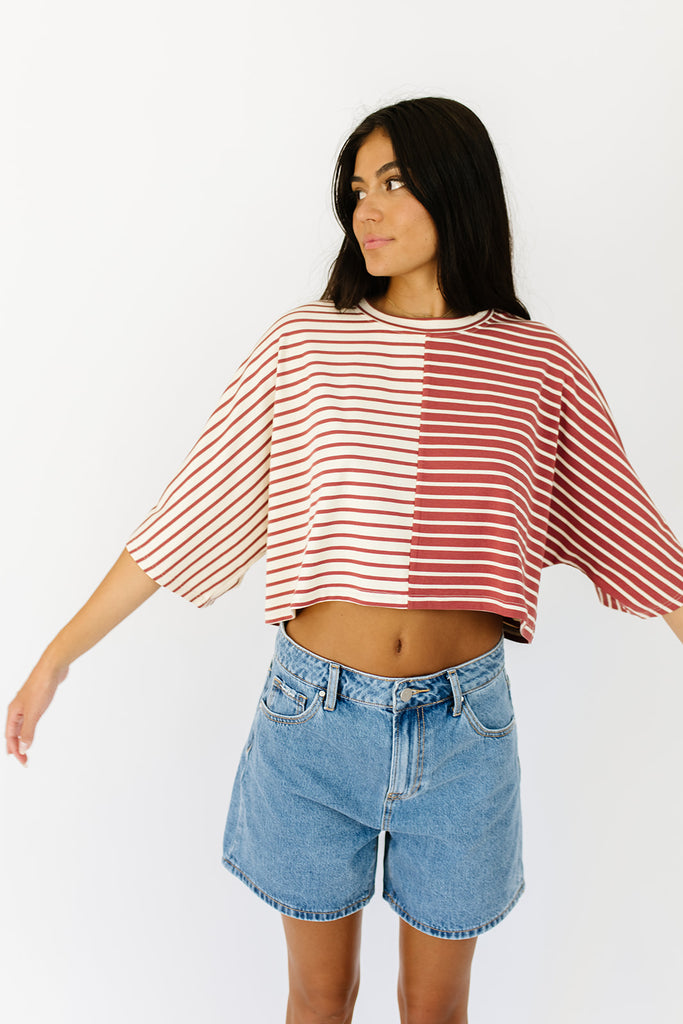 over it striped tee