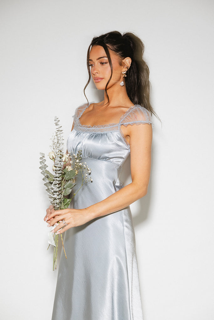 hadley satin dress // blue *zoco exclusive*