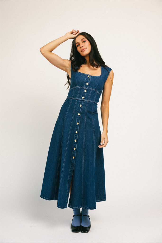molly button dress // denim *zoco exclusive*
